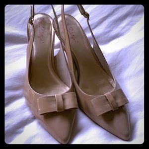 Ladies size 9 beige open back heels